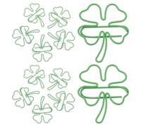 JECOMPRIS Lot de 20 Trombones en Acier Forme Trèfle à 4 Feuilles Vert pour Bureau et École, Marque-pages Mignons et Décorations Festives Saint-patrick, Accessoires Irlandais Multi-usages