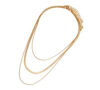 JECOMPRIS Lot de 3 Colliers Femme Style Punk Serpent, Chaînes Plates en Métal Fin Doré, Bijoux de Cou Multicouches, Accessoires Mode pour Fête, Présent Anniversaire et Usage Quotidien