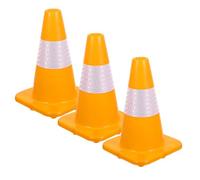 JECOMPRIS Lot de 3 Cônes de Sécurité Routière 30 CM en Plastique Jaune avec Bande Réfléchissante Cônes de Signalisation pour Chantier Parking et Barrages de Sécurité Légers et Empilables