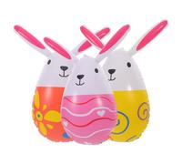 JECOMPRIS Lot de 3 Décorations Gonflables de Lapins en PVC Œufs Colorés pour Jardin Accessoires Légers et Mobiles pour Fête de Pâques en Extérieur