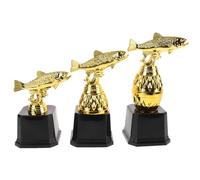 JECOMPRIS Lot de 3 Mini Trophées de Pêche Décoratifs pour Cérémonie Coupe du Trophée Compétition Poisson Réaliste pour Remise de Prix et Fêtes Scolaires Présent Gagnant Sportif