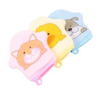JECOMPRIS Lot de 3 Moufles de Bain pour Garçon et Filles en Coton et Éponge Design Cartoon, Doux et Lavables, Gommage Toilette Quotidienne