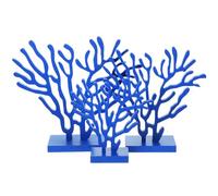 JECOMPRIS Lot de 3 Ornements en Bois Inspirés du Corail Bleu Profond, Tailles Petite à Grosse, Décoration Côtière Maison et Bureau, Centre de Table Style Méditerranéen, Décor Nautique