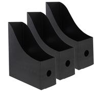 JECOMPRIS Lot de 3 Porte-dossiers Noirs en Plastique Rigide, Étagères de Rangement pour Bureau et École, Organisateurs pour Documents, et Rangement de Magazines, pour Dossiers et Papiers