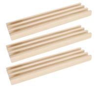 JECOMPRIS Lot de 3 Supports à Dominos en Bois de Pin Plateau Antidérapant, pour Jeu Mexican Train, Accessoire Multifonction de Présentation et Rangement de Dominos de Bureau, pour Jeux
