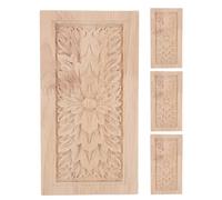 JECOMPRIS Lot de 4 Appliques décoratives en Bois sculpté en Forme de Fleurs - 15 x 8 cm - Autocollants décoratifs Non Peints pour Meubles, armoires et placards.