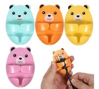 JECOMPRIS Lot de 4 Crochets Adhésifs Muraux pour Prise Électrique, Support Range-câbles en Plastique Compact, Design Animé Cartoon, sans Perçage, pour Organisation la Cuisine et Bureau,