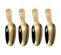 JECOMPRIS Lot de 4 Cuillères à Dessert en Acier Inoxydable Doré à Manche Court, Cuillères à Café et Boule de Glace, Ustensiles Maison pour Thé et Pâtisserie, Adaptées pour