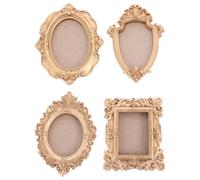 JECOMPRIS Lot de 4 Petits Cadres Photo Dorés en Résine Cadres Muraux Vintage Support Triangulaire Décorations Murales 3d pour Maison Salon et Bureau Rétro Multifonctionnels