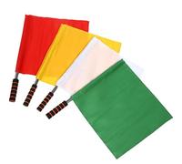 JECOMPRIS Lot de 4 Petits Drapeaux D'arbitre de Football en Tissu Solide, Dimensions Compactes, Couleurs Blanc, Jaune, Rouge et Vert, pour Arbitrage et Compétition Sportive en Extérieur