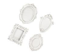 JECOMPRIS Lot De 4 Plateaux À Bijoux Style Européen Style Vintage Antique Décoratifs pour des Photos Style Baroque en Résine Blanche