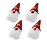 JECOMPRIS Lot de 4 Set de Décorations de Sapin de Noël Père Noël à Suspendre Figurines Légères en Plastique Rouge et Blanc pour Vitrines Bureaux et Ambiances Festives