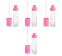 JECOMPRIS Lot de 4 Tubes de Gloss Vides 8 Ml, Plastique Transparent Réutilisable, Couleur Rose Fuchsia, Flacons Rechargeables pour Maquillage, Cosmétiques de Voyage et Trousse à Lèvres