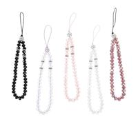 JECOMPRIS Lot de 5 Breloques de Téléphone Portable à Perles et Cristaux Décoratifs, Couleurs Variées, Accessoires Esthétiques pour Chaînes et Lanières, Charme Kawaii Élégant et Léger