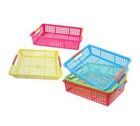 JECOMPRIS Lot de 5 Paniers Empilables en Polypropylène Colorés pour Rangement A4 Bacs de Rangement pour Jouets et Goûters Organisateurs Plastiques pour École Bureau et Maison