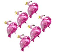 JECOMPRIS Lot de 6 Ballons en Aluminium Flamants Roses 40 Cm, Décoration de Fête Hawaïenne Tropicale, Accessoires Photo Réutilisables pour Soirées, Anniversaires et Événements en Intérieur
