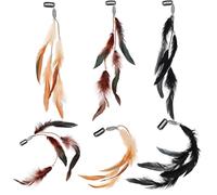 JECOMPRIS Lot de 6 Extensions de Cheveux Plumage à Clipser, Plumage Vintage 8-15 Cm, Accessoires Coiffure pour Femmes, pour Cosplay, Bals Masqués et Soirées à Thème