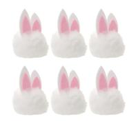 JECOMPRIS Lot de 6 Mini Lapins en Peluche Blanc Doux pour Loisirs Créatifs Accessoires Serrage-tête Lapins de Pâques Décorations du Festival du Printemps pour Bandeaux DIY