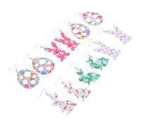 JECOMPRIS Lot de 6 Paires de Boucles D'oreilles Lapin de Pâques en Cuir, Pendentifs Goutte D'oreille Lapin, Légères et Pendantes, Accessoire Femme pour Fête de Pâques et Présent Saisonnier