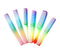 JECOMPRIS Lot de 6 Peignes de Barbier Colorés en Plastique Léger, Assortiment de Tailles Variées, pour Coiffure Professionnelle et Usage Quotidien à Domicile, Peignes à Cheveux Délicats