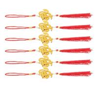 JECOMPRIS Lot de 6 Pendentifs Suspendus de Dragon Rouge Pompons, Décoration Intérieure Feng Shui pour Bonsaï, Ornements Festifs du Nouvel an Chinois, pour Maison et Bureau
