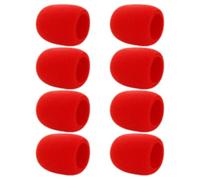 JECOMPRIS Lot de 8 Bonnettes Anti-vent en Mousse Souple Rouge pour Microphones Portables, Protections Micro Compatibles Karaoké et Scène, Pare-brise Mini Éponge Réduisant Bruits Ambiants
