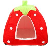 JECOMPRIS Maison Adorable pour Hamster en Tissu Rouge Cachette Décorative Chaude et Bordures Arrondies Repos Sommeil des Petits Animaux
