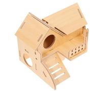 JECOMPRIS Maison en Bois et Cachette Adorable pour Petits Animaux Charme Rustique, Nid Confortable Accessoire Ludique et Cosy pour Hamsters et Écureuils