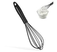 JECOMPRIS Manuel Silicone et Métal Robuste pour Cuisine Batteur à Œufs avec Manche PP Ustensile Antiadhésif pour et Pâtisserie Noir