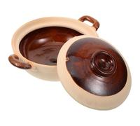 JECOMPRIS Marmite en Terre Cuite 500 Ml Pot à Ragoût Traditionnel Double Oreille Cuisson Haute Température Cuisson Maison Marmite Multifonctionnelle Cuisine en Argile