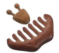 JECOMPRIS Masseur de Cuir Chevelu en Bois Naturel 2 Pièces, Peigne à Dents Larges pour Massage Facial et Corporel, Outil Facial Gua Sha pour Relaxation Visage et Cou, Spa Cheveux à Domicile