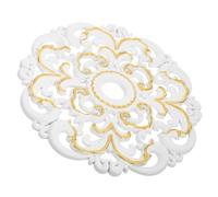 JECOMPRIS Médaillon de Plafond Décoratif en Plastique Robuste, Rosace Ronde Sculptée A Style Blanc Doré, Garniture pour Plafonnier et Ventilateur, Anneau Médaillon D’éclairage