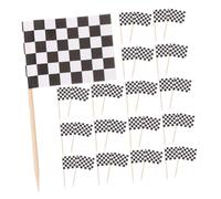 JECOMPRIS Mini-Drapeaux à Carreaux Noir et Blanc pour Décoration de Cupcakes et Fruits - 360 Pièces Cure-Dents Décoratifs en Bois Accessoires Festifs pour Anniversaires et Événements à