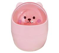 JECOMPRIS Mini Poubelle de Bureau en Plastique Rose avec Couvercle Petite Corbeille de Table Compacte et Réutilisable Poubelle Fine Décorative pour Chambre Salon et Bureau Motif Animal