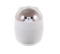 JECOMPRIS Mini Poubelle de Bureau Grise avec Couvercle Basculant, Bac de Rangement Multifonctionnel en Plastique, Jolie Poubelle de Dessin Animé Compacte pour Table, pour Maison, Bureau