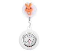 JECOMPRIS Montre de Poche Infirmière en Silicone Motif Lapin Orange Montre de Poitrine Ronde à Clip Facile à Attacher pour Surveillance Infirmière et Examens