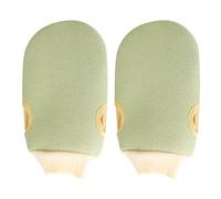 JECOMPRIS Moufles Exfoliants pour Bain 2 Pcs Vert Clair, Double Face, en Matériau Doux pour Massage et Gommage Corps, Serviette Peau Sensible et Nettoyage Profond