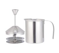 JECOMPRIS Mousseur à Lait Manuel 800cc en Acier Inoxydable sans Électricité Double Filtre en Maille pour Création de Mousse Riche Usage Maison Cuisine
