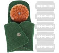 JECOMPRIS Outil de Coupe à Rainurer pour Maison Lame de Scarification 5 Lames Remplaçables Manche en Bois de Poirier Motif Fleur Étui en Feutre Vert Ustensile la Cuisine Boulangerie