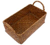 JECOMPRIS Panier de Rangement Tressé en Rotin Orange Taille Petite Rectangulaire Double Anses Panier Alimentaire Multifonction pour Bureau Cuisine Corbeille de Stockage Décorative