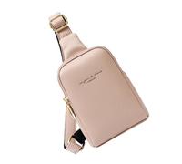 JECOMPRIS Paquet Banane pour Femme en Cuir Pu Rose, Mini Paquet Bandoulière Double Poche Zippée, Léger et Résistant, pour Voyage, Shopping et Usage Quotidien