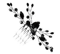 JECOMPRIS Peigne à Cheveux Noir Orné de Strass, Accessoire Élégant pour Coiffe de Mariée, Décoration Raffinée pour Mariage, Épingle à Cheveux pour Femmes, Usage Cérémonial et Soirée