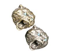 JECOMPRIS Pendentif Tête D'ours Vintage en Laiton avec Grand Trou, Finition Artisanale, 2 Pièces pour Fabrication de Bijoux et Perles de Lanière