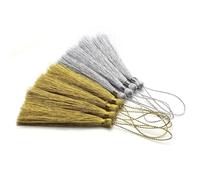 JECOMPRIS Pendentifs à Pompons Chinois Dorés et Argentés, Lot de 30 Pièces pour Décoration Rideaux, Marque-Pages et Accessoires DIY, Ornements en Glands pour Bricolage et Projets Créatifs