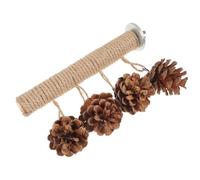JECOMPRIS Perchoir à Oiseaux en Bois et Corde de Chanvre, à Mâcher | Style Simple et Rustique, Pomme de Pin Intégrée, pour Cages Intérieures et Petits Oiseaux Chanteurs