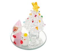 JECOMPRIS Petit Sapin de Noël : Figurine de Père Noël en Verre Transparent, Mini Bonhomme de Neige, décoration de Table pour Noël, Presse-Papier décoratif de Noël, Sculpture de Noël