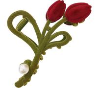 JECOMPRIS Pince à Cheveux Grosse Taille Tulipe en Velours Épais pour Femmes, Pince Griffe Robuste pour Cheveux Longs, Accessoire Coiffure Automne-hiver, Maintien Sûr et Confortable, Usage