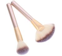 JECOMPRIS Pinceaux de Maquillage en Éventail 2 Pcs pour Poudre Fixante et Blush, Fibres Synthétiques Douces, Taille Moyenne, Kit Professionnel Multi-usages pour Soin du Visage et Maquillage
