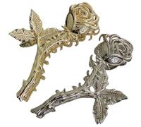 JECOMPRIS Pinces à Cheveux Décorées de Roses Élégantes en Alliage Doré et Argenté Lot de 2 Style Chic et Simplicité Accessoires pour Cheveux Lâches