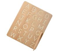 JECOMPRIS Planche de Traçage Double Face en Bois de Hêtre, Pochoirs de Lettres et Chiffres pour Apprentissage Montessori, Éducatif Pré-Scolaire pour Développer L’écriture Reconnaissance